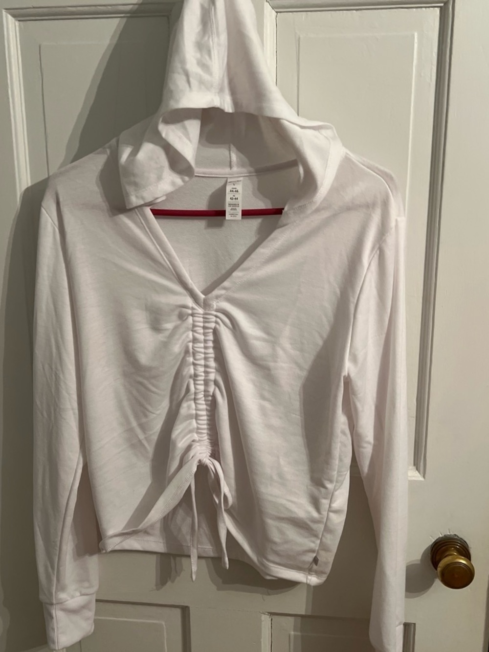 Balance Collection White Hooded Ruched Drawstring Top